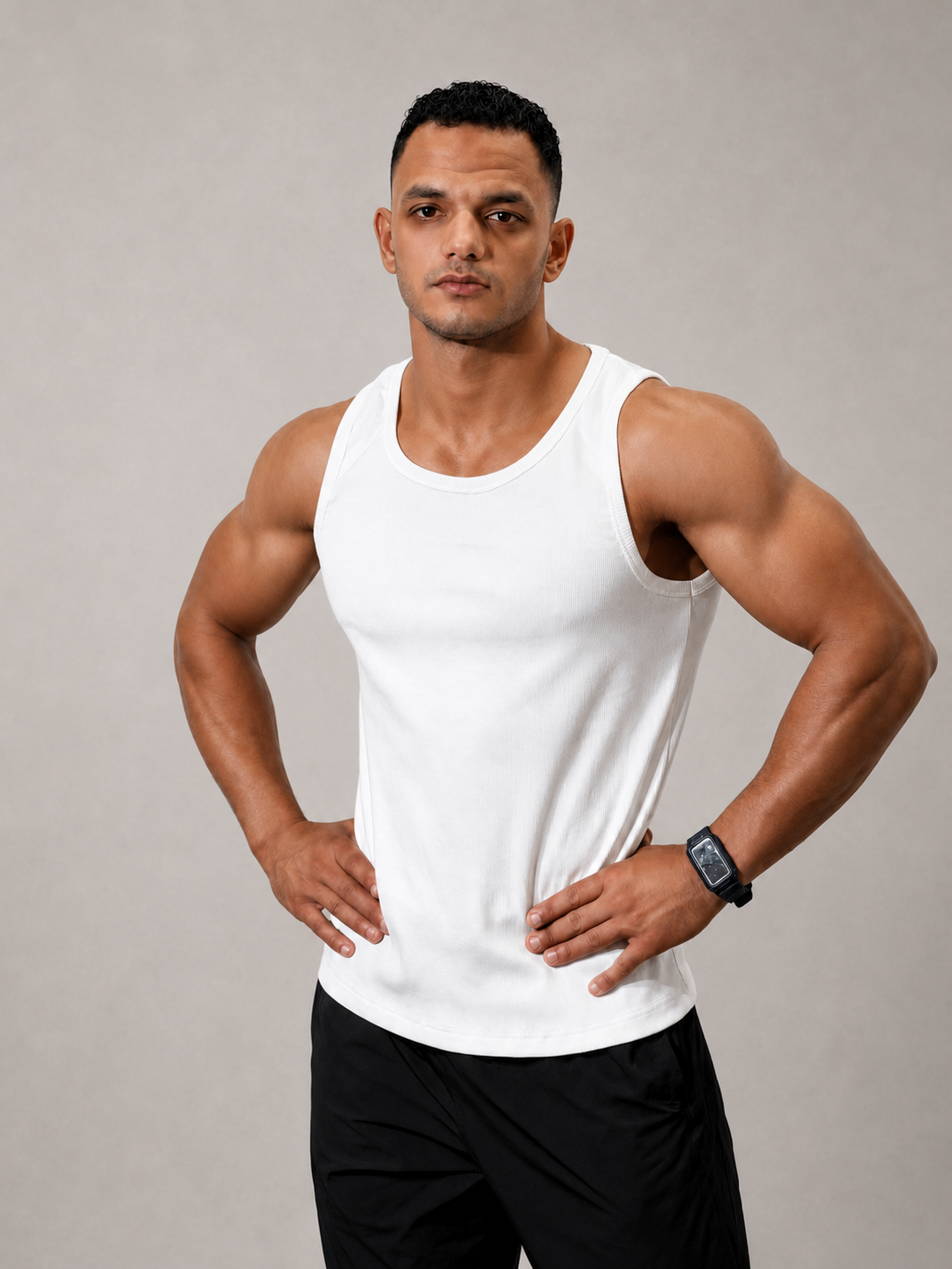 Ribbed Cotton Tank Top - White