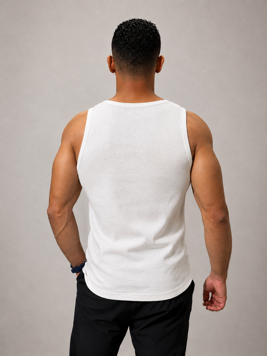 Ribbed Cotton Tank Top - White