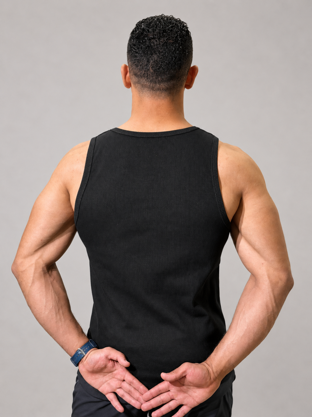 Ribbed Cotton Tank Top - Black