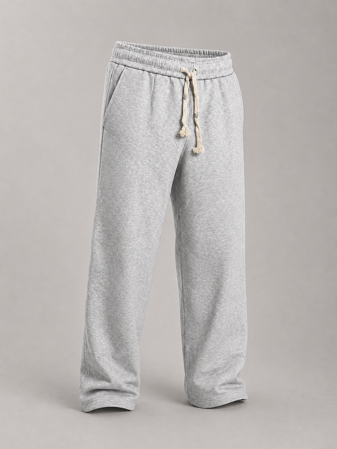 Wide-Leg Fleece Sweatpants - Heather Gray