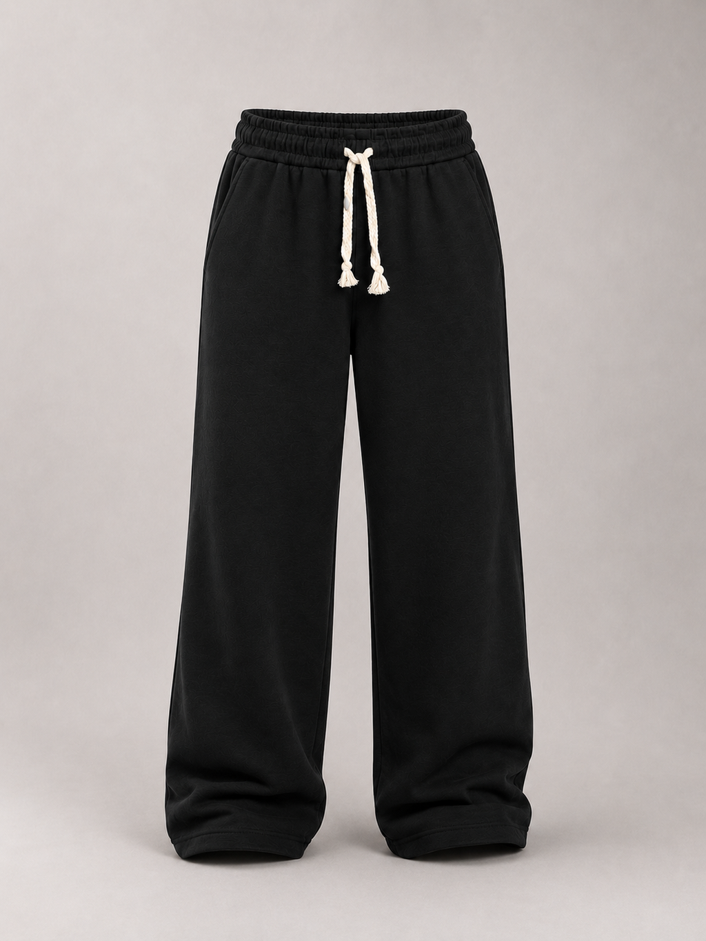 Wide-Leg Fleece Sweatpants - Black