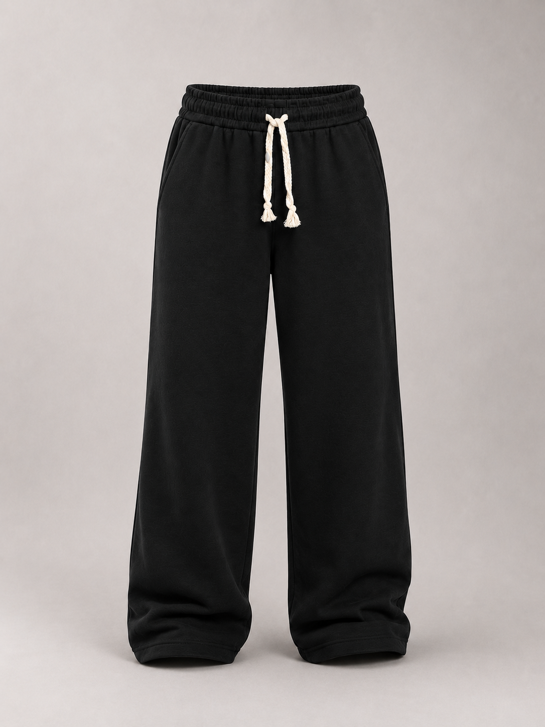 Wide-Leg Fleece Sweatpants - Black