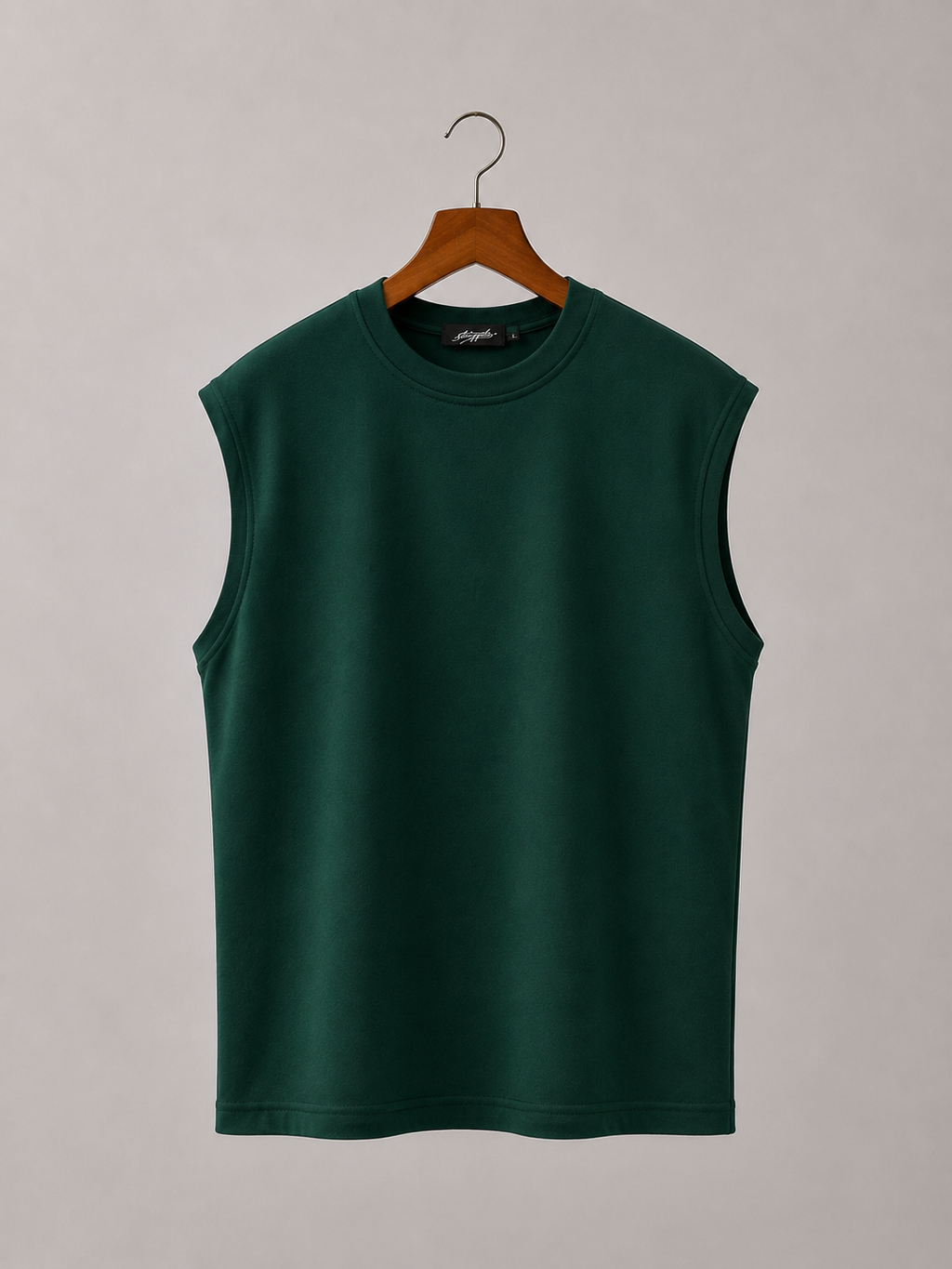 Sleeveless Cotton T-shirt - Olive Green