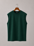 Sleeveless Cotton T-shirt - Olive Green