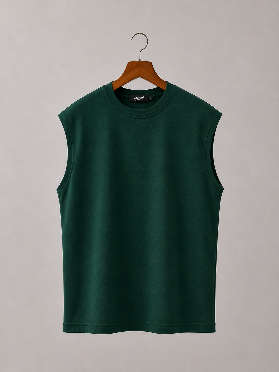 Sleeveless Cotton T-shirt - Olive Green