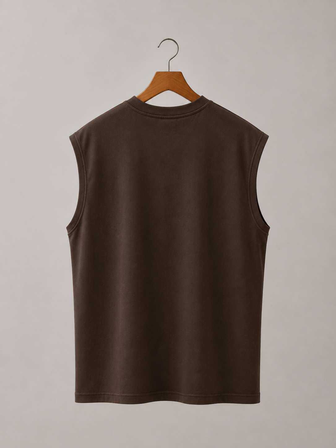 Sleeveless Cotton T-shirt - Brown