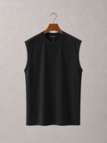Sleeveless Cotton T-shirt - Black