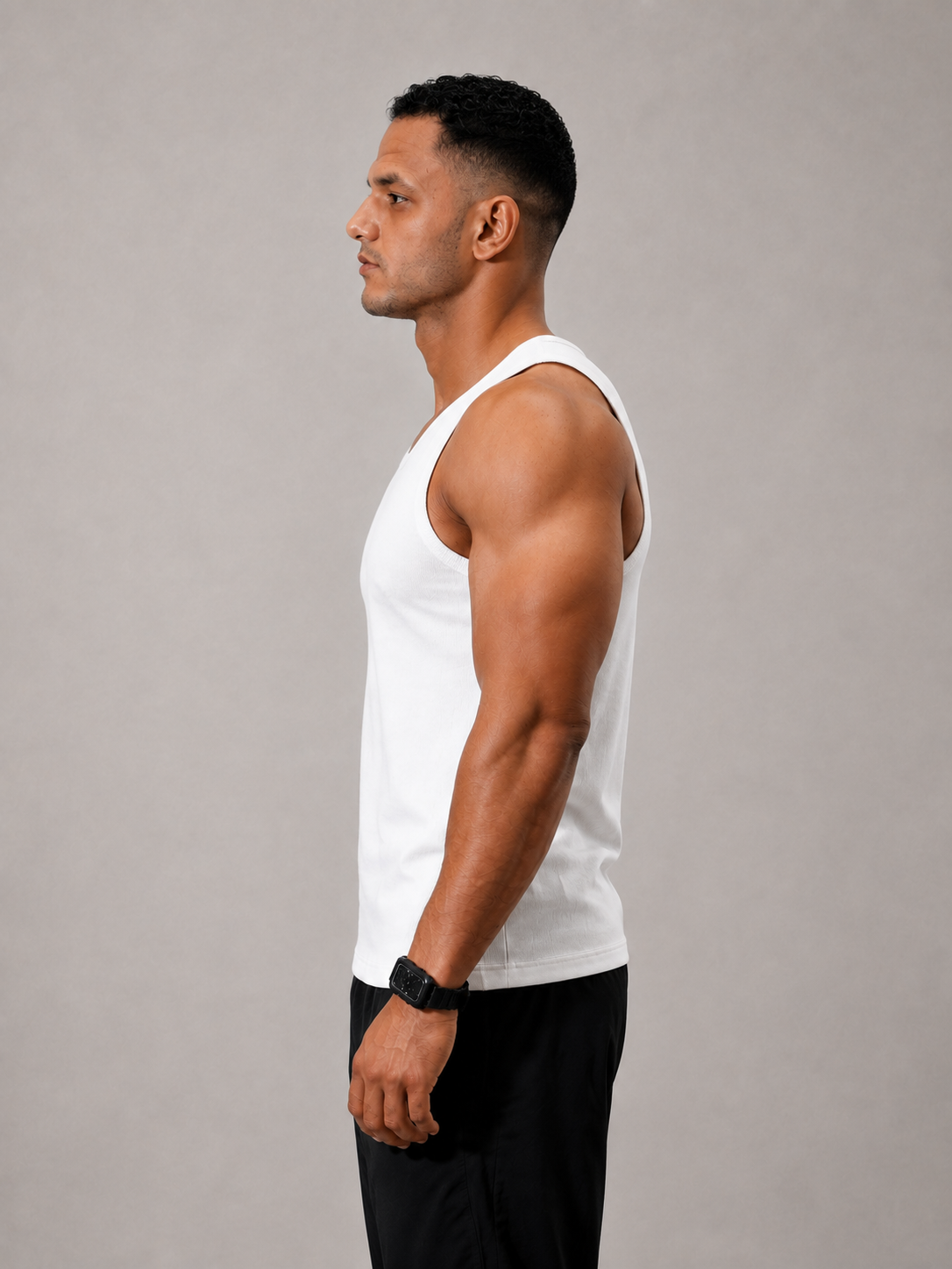 Ribbed Cotton Tank Top - White