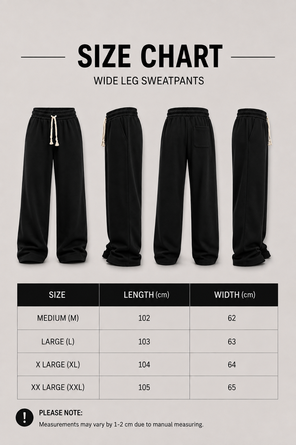 Wide-Leg Fleece Sweatpants - Black