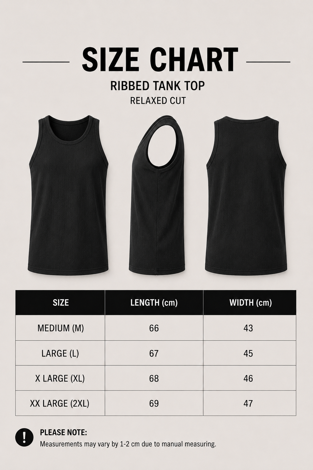 Ribbed Cotton Tank Top - Black