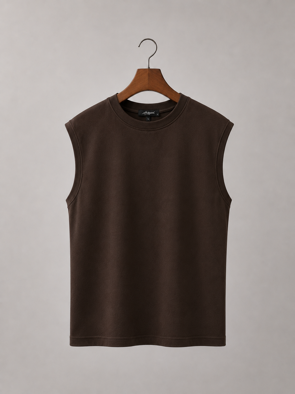 Sleeveless Cotton T-shirt - Brown