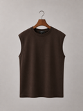 Sleeveless Cotton T-shirt - Brown