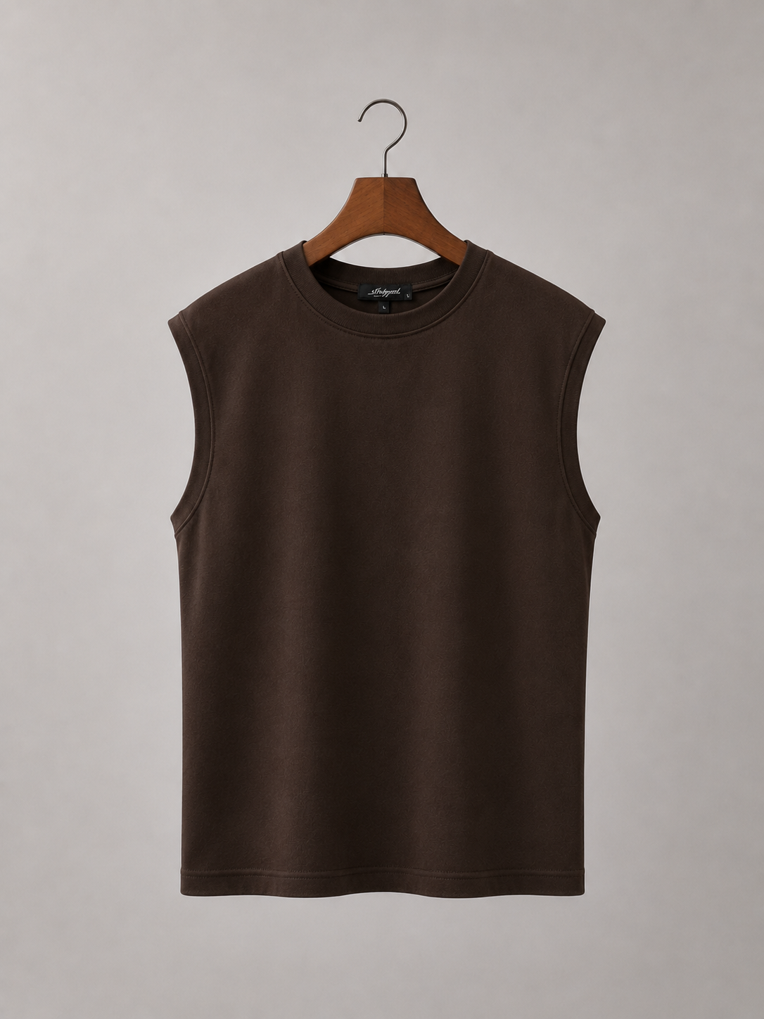 Sleeveless Cotton T-shirt - Brown