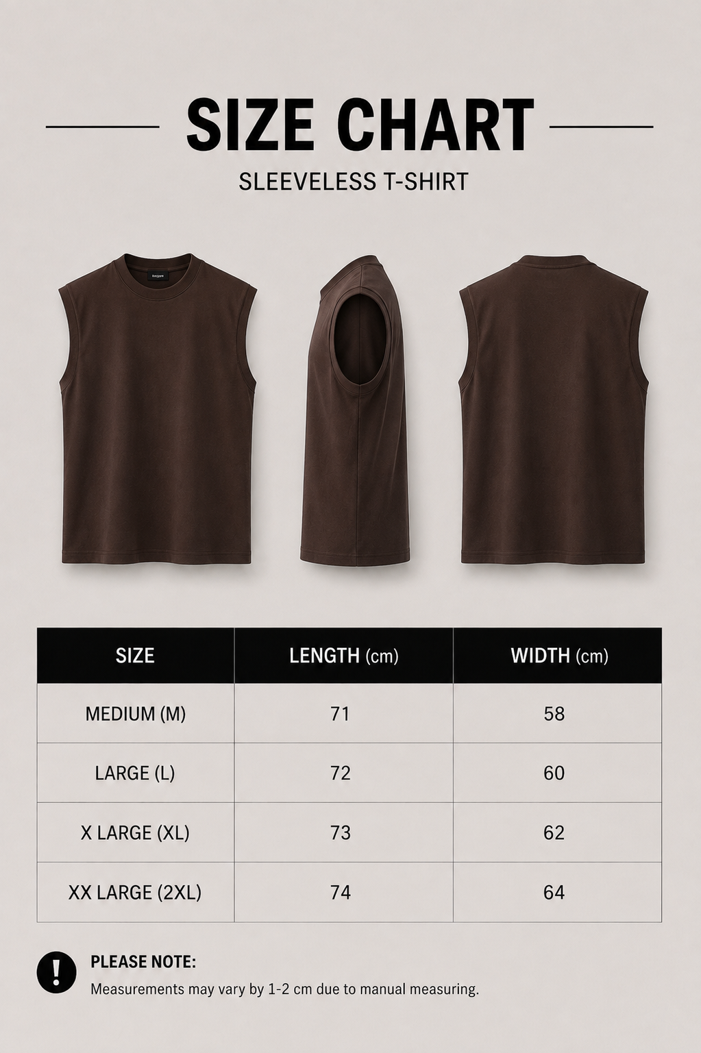 Sleeveless Cotton T-shirt - Brown