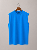 Sleeveless Cotton T-shirt - Blue