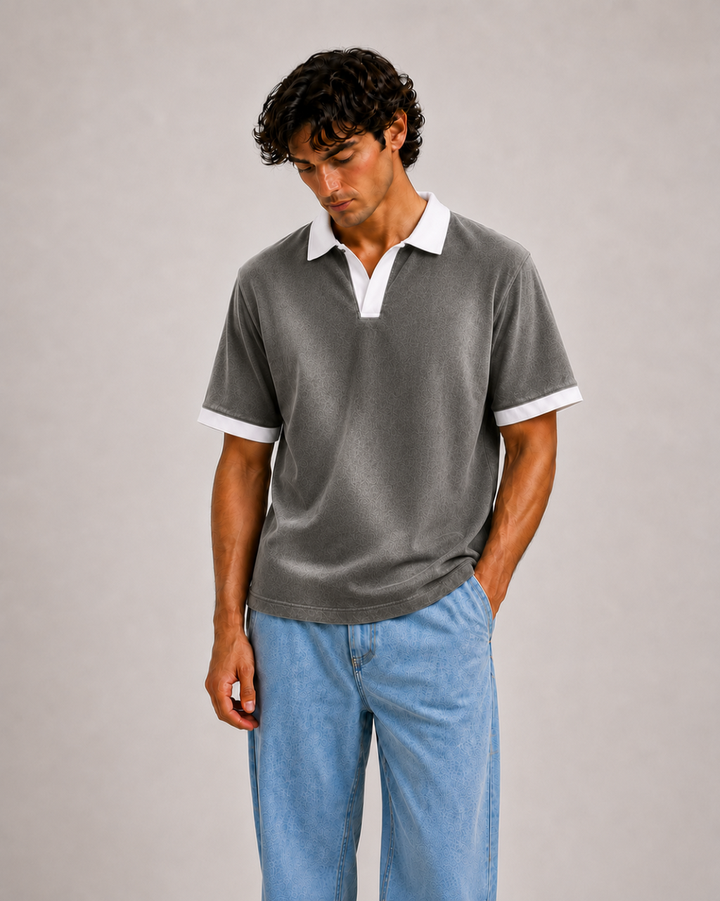 Light-Gray Jeans Polo