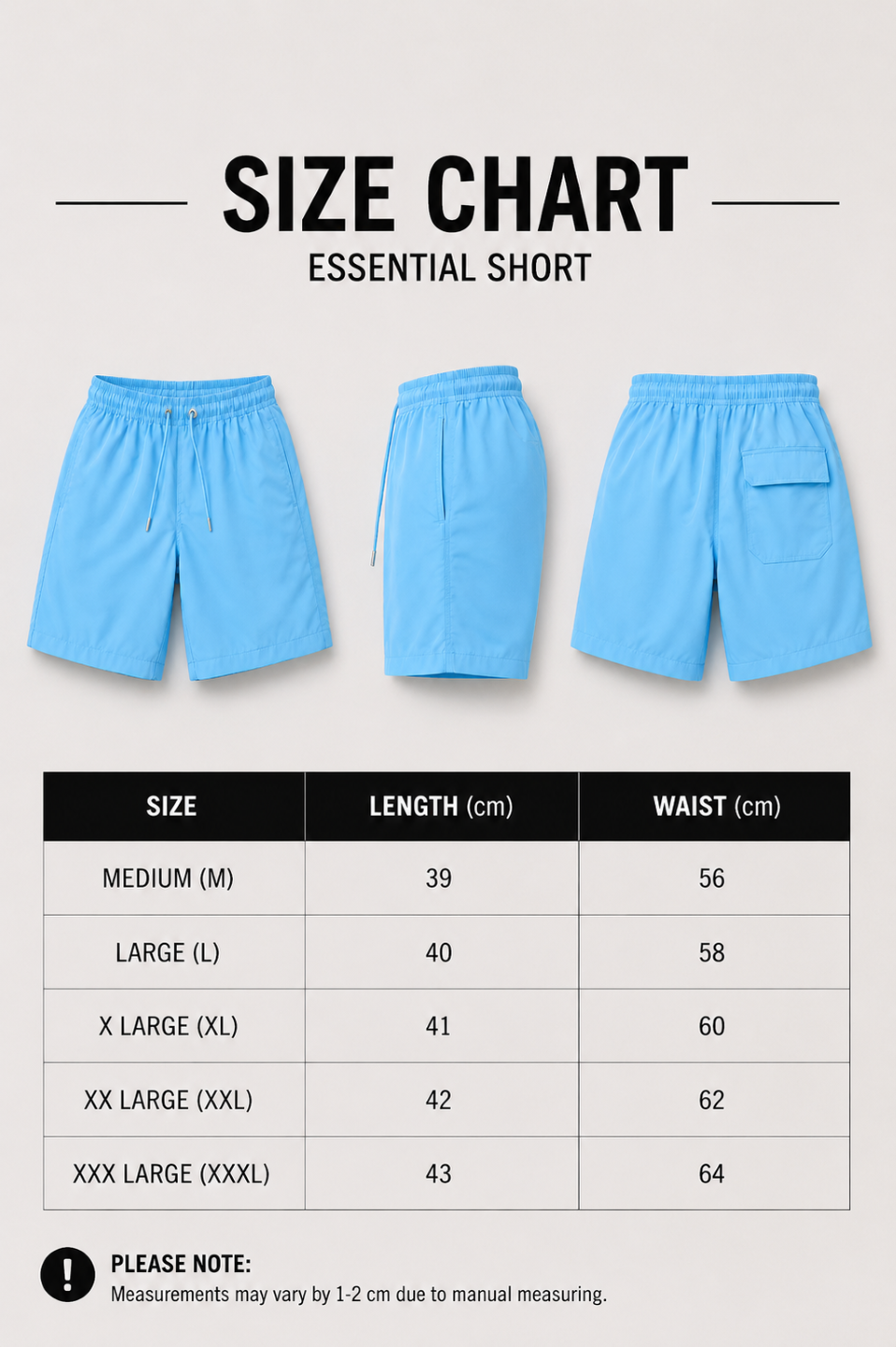 Men's Essential Swim Shorts - Sky Blue