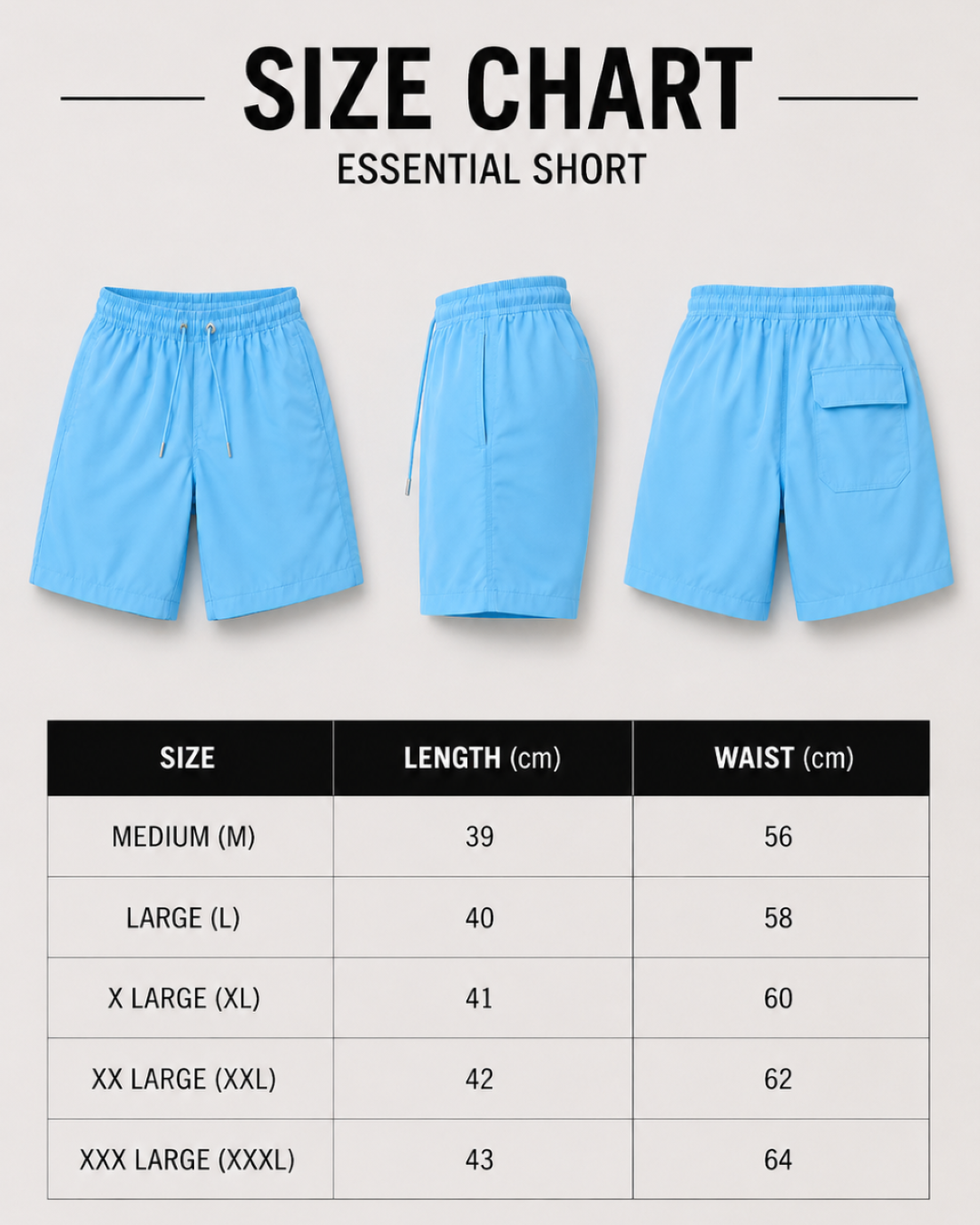 Men's Essential Swim Shorts - Sky Blue