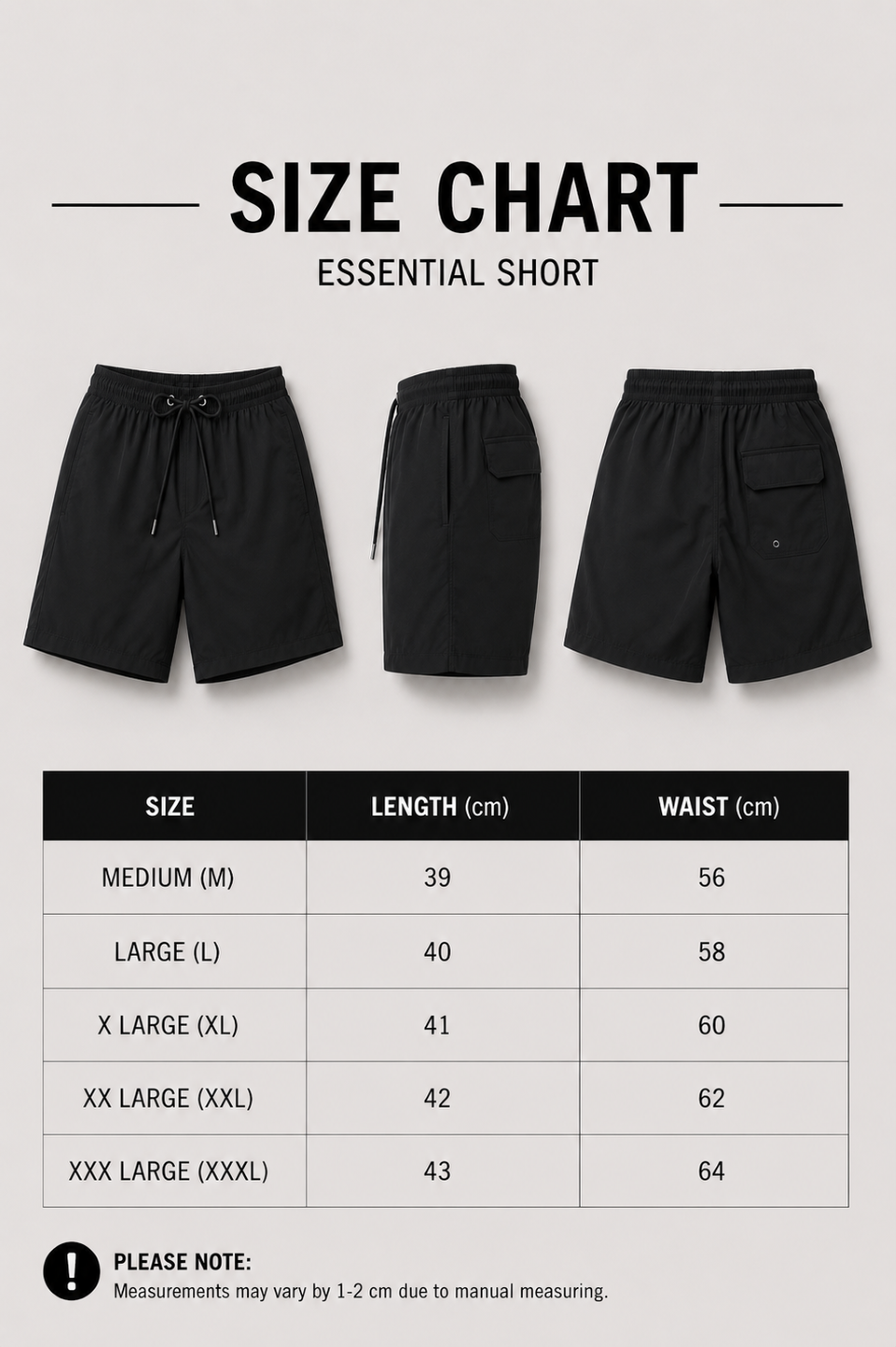 Men's Essential Swim Shorts - Black