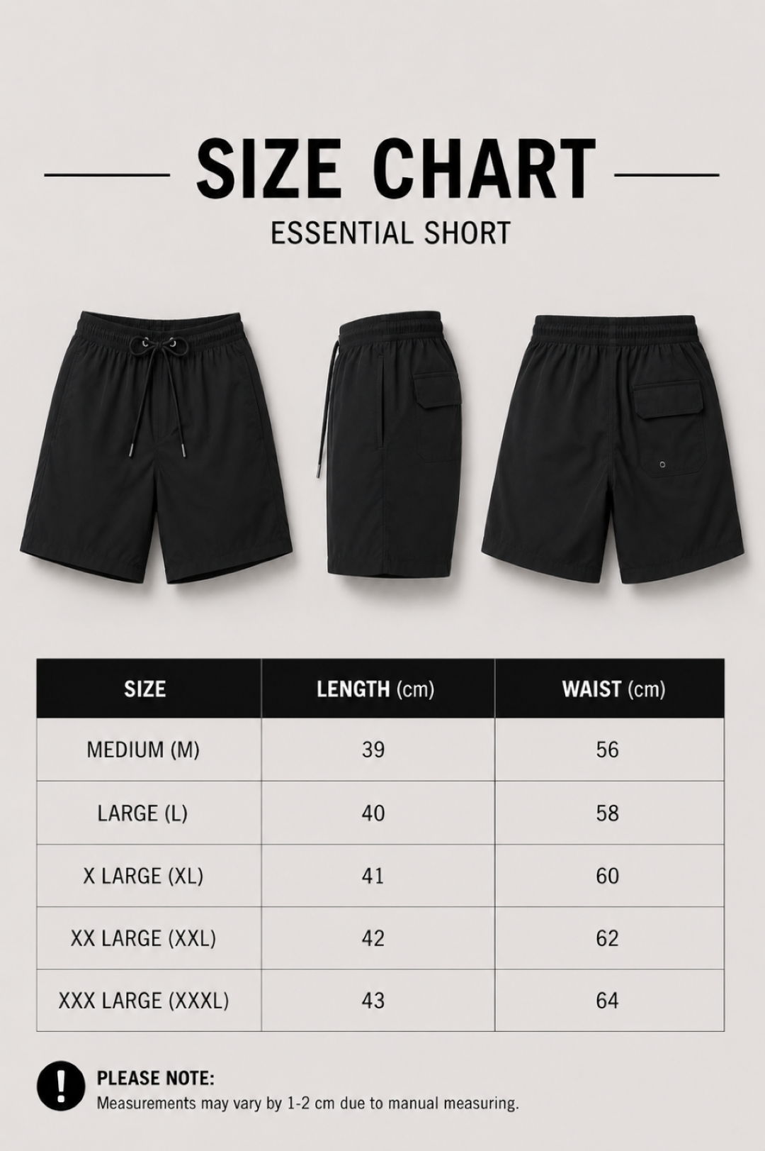 Men's Essential Swim Shorts - Black