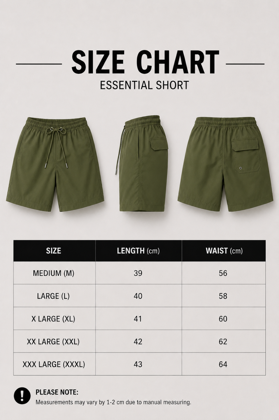 Men's Essential Swim Shorts - Olive Green