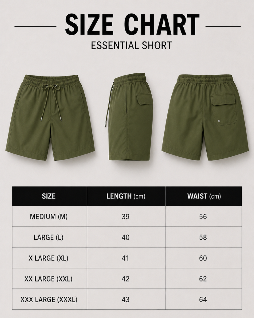 Men's Essential Swim Shorts - Olive Green