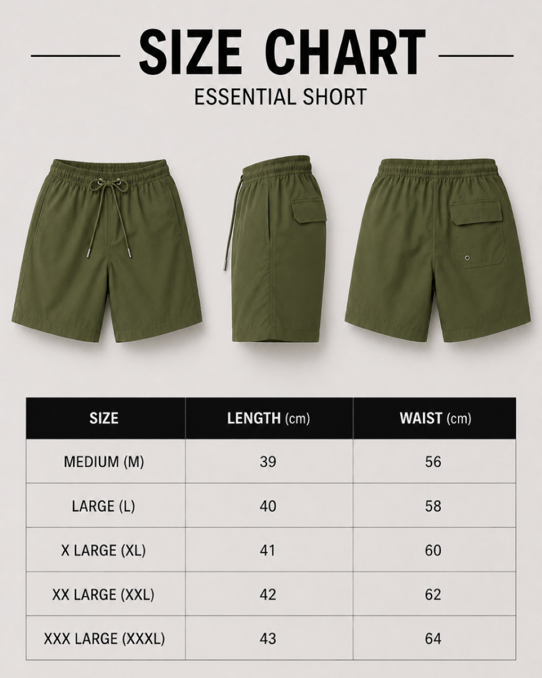 Men's Essential Swim Shorts - Olive Green