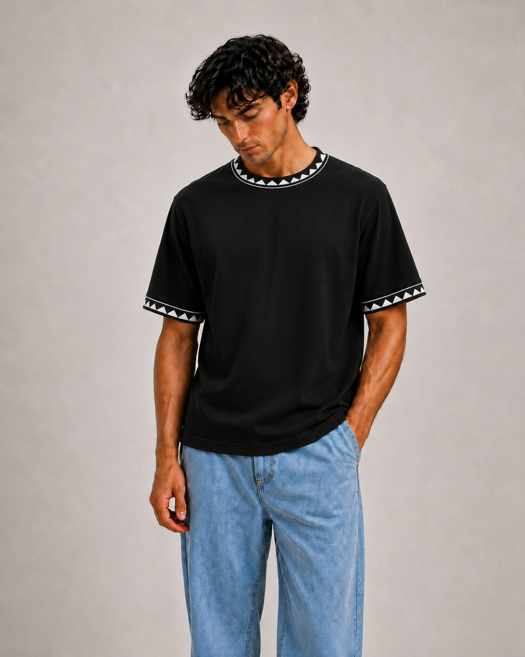 Black Triangle Trim T-Shirt