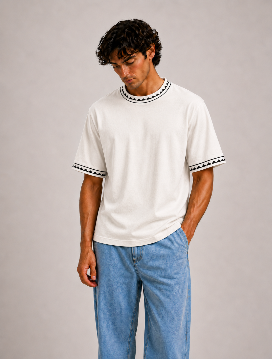 White Triangle Trim T-Shirt