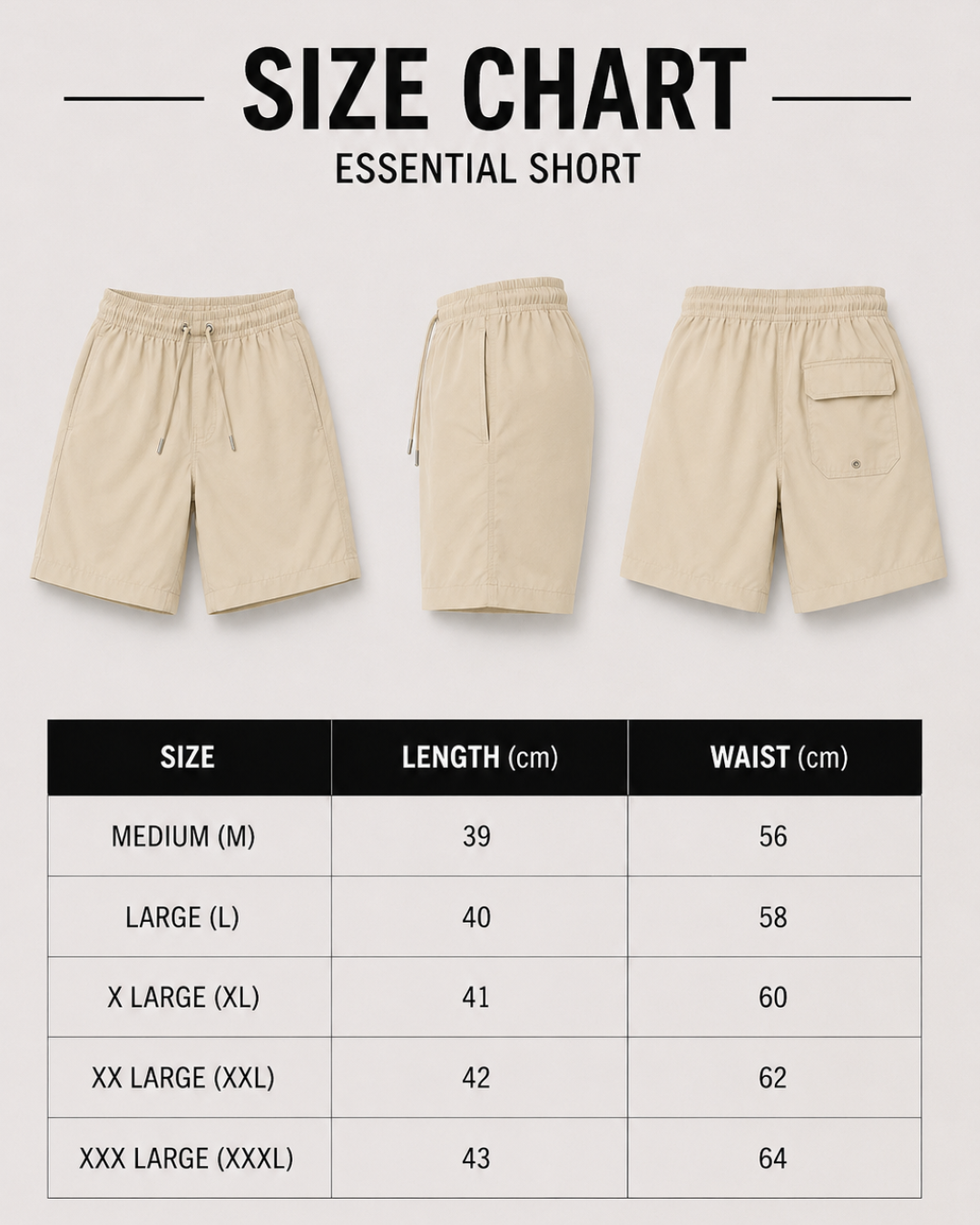 Men's Essential Swim Shorts - Biege