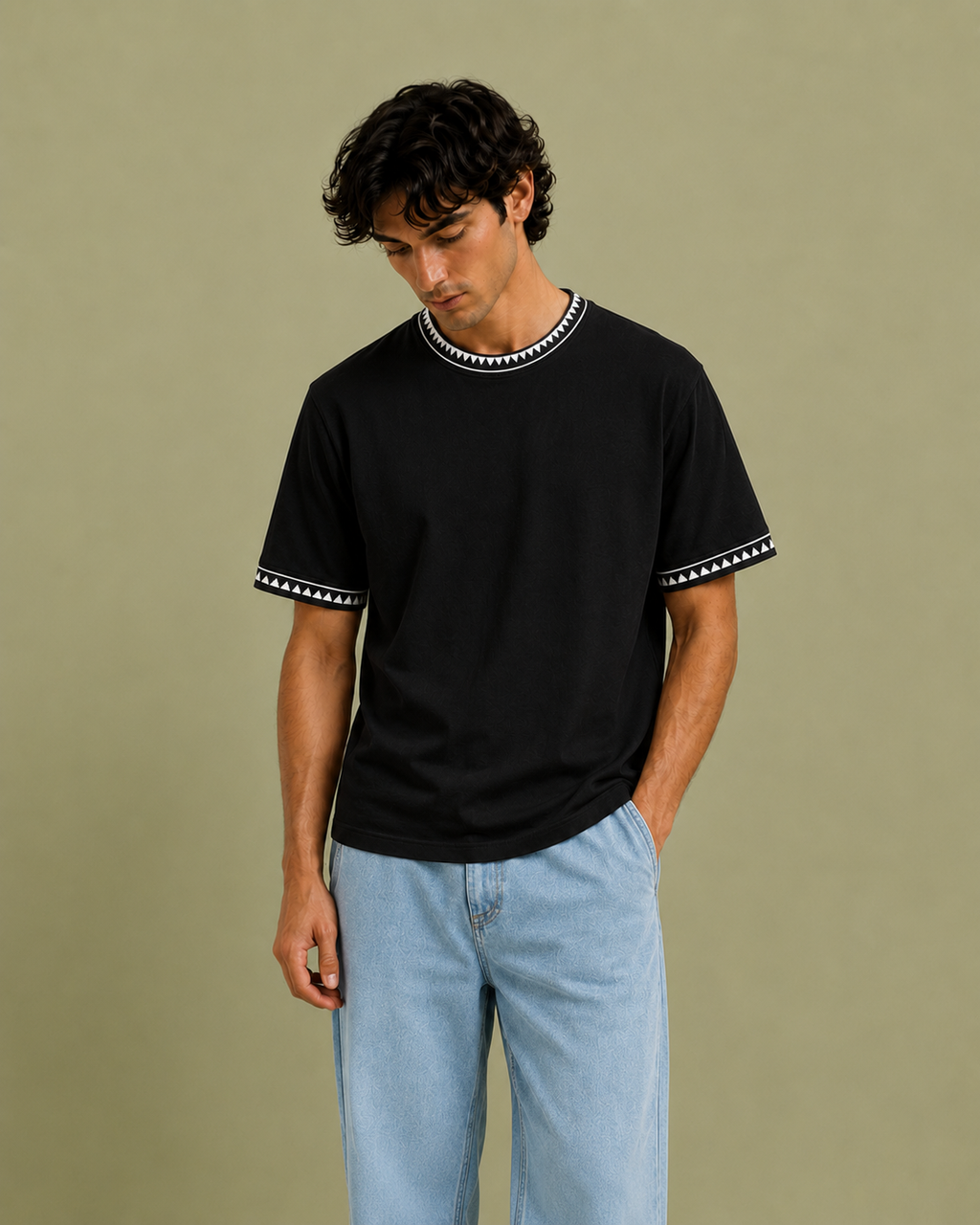 Black Triangle Trim T-Shirt