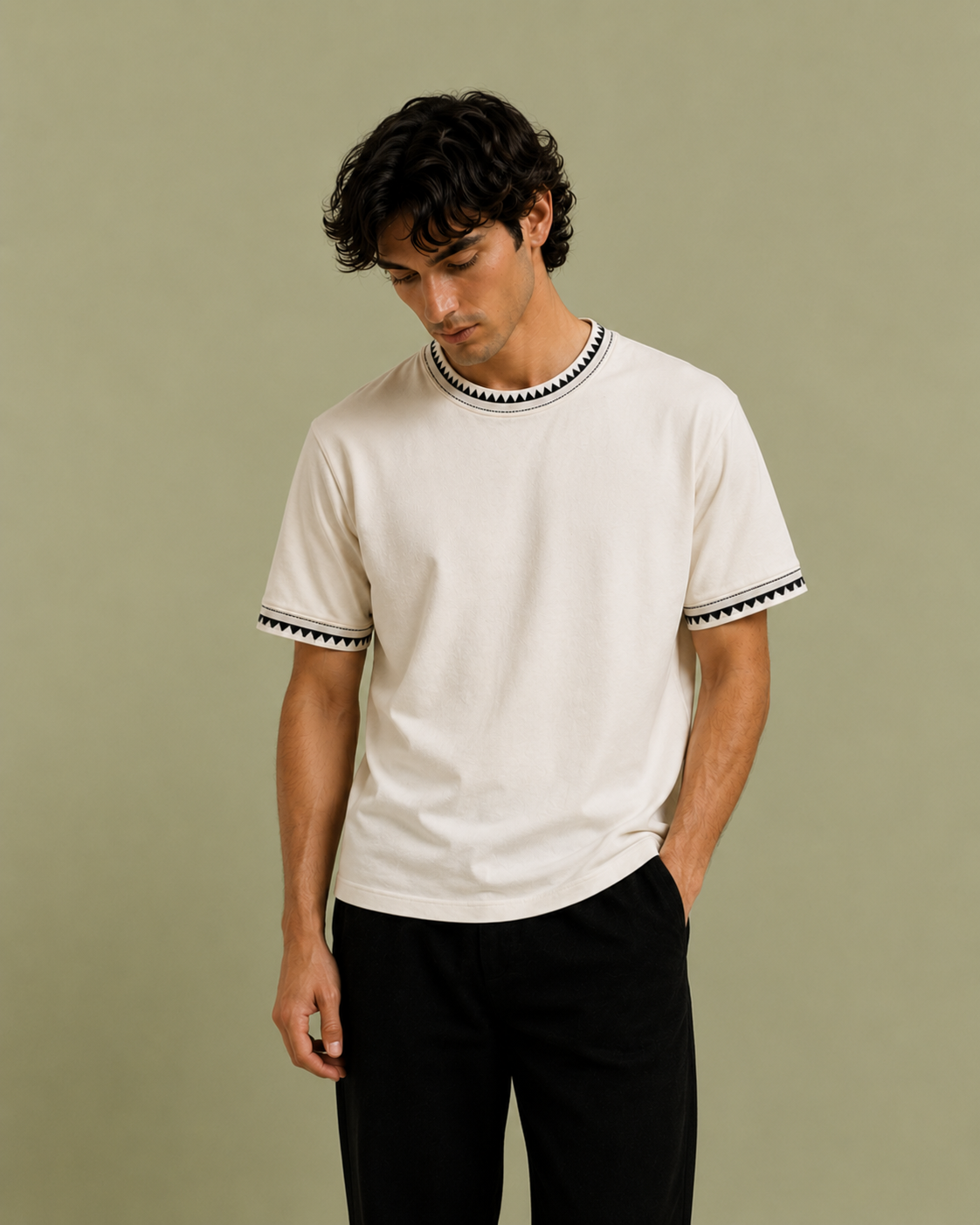 White Triangle Trim T-Shirt